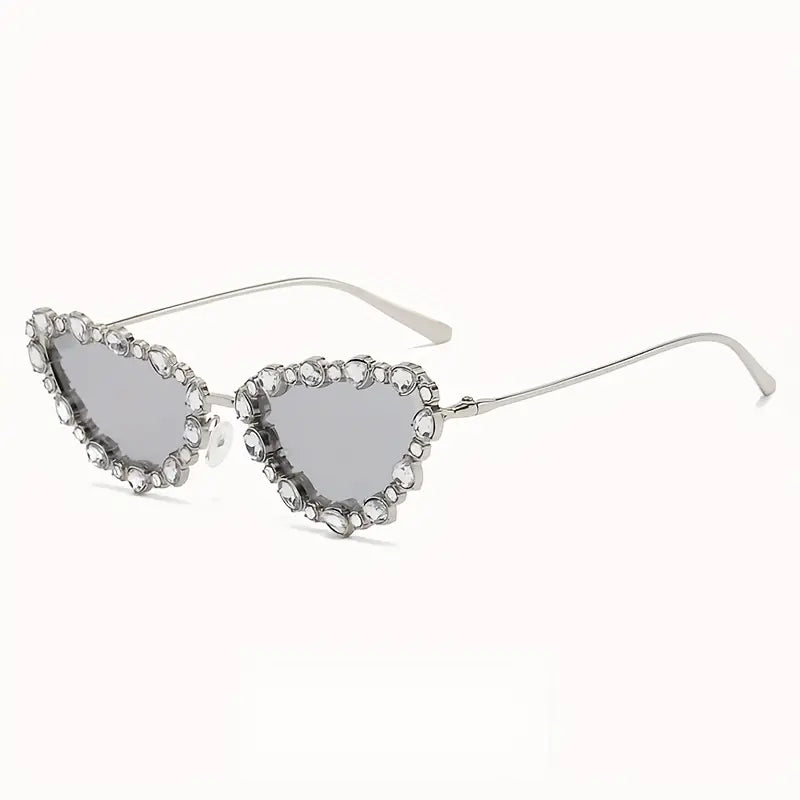 Bling Rhinestone Cat Eye Sunglasses For Women Men Y2K Decorative Mirrored Glasses For Costume Party Prom