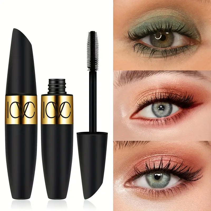 Mascara volume ultra noir avec cils en fibres, maquillage de cils imperméable, longue durée et anti-taches 