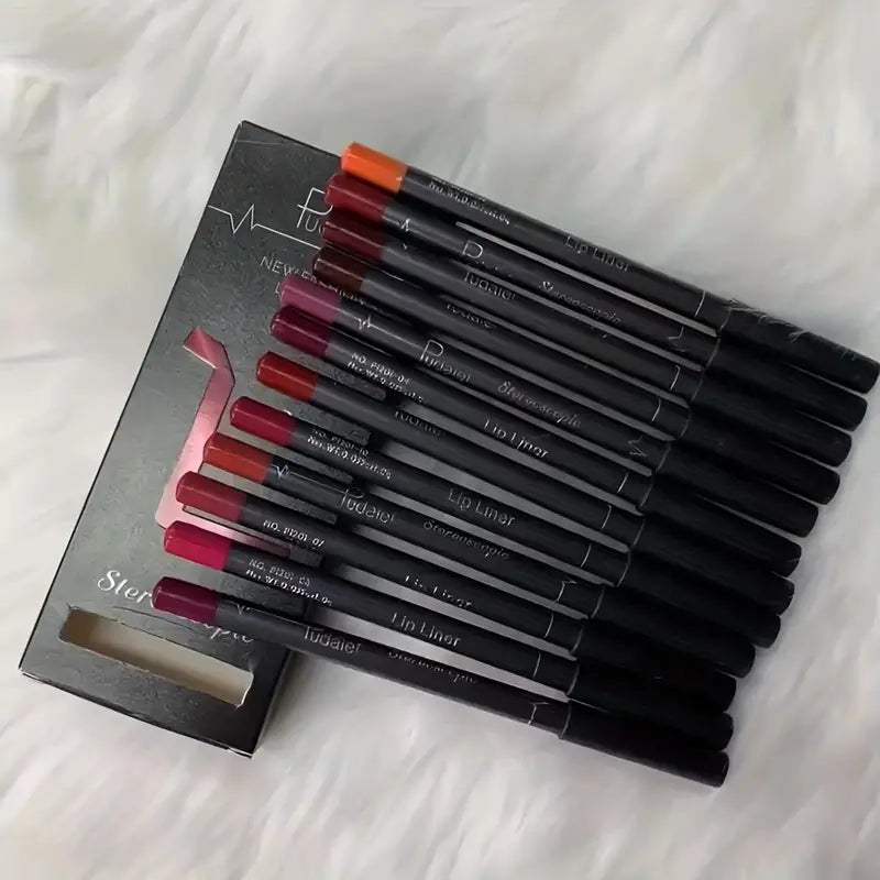 12pcs Waterproof Multi-Color Lip Liner Set For Long-Lasting, Sweat-Proof, And Natural-Looking Lips Valentine's Day Gifts