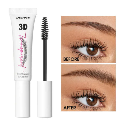 Eyebrow Gel, 0.5 Oz Clear Eyebrow Fixing Gel, Clear Waterproof Eyebrow Styling Gel, 3D Eyebrow Liquid Gel Natural Eyebrow Makeup