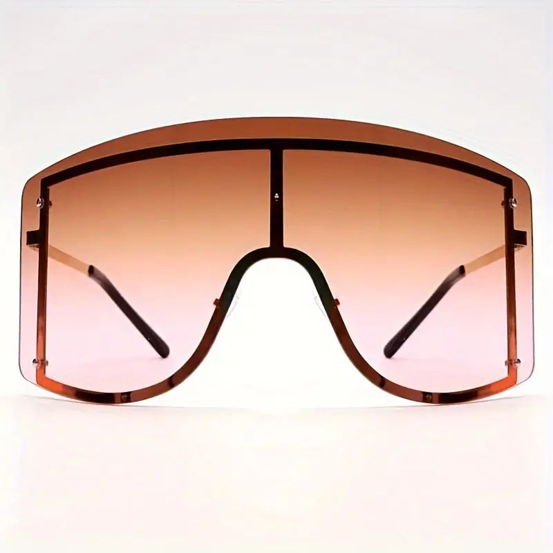 Oversized Rimless Sunglasses For Women Men Ombre Y2K Fashion One-piece Shield Sun Shades For Cycling Beach Party