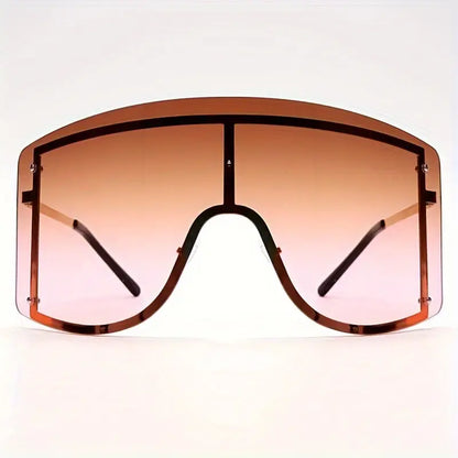 Oversized Rimless Sunglasses For Women Men Ombre Y2K Fashion One-piece Shield Sun Shades For Cycling Beach Party