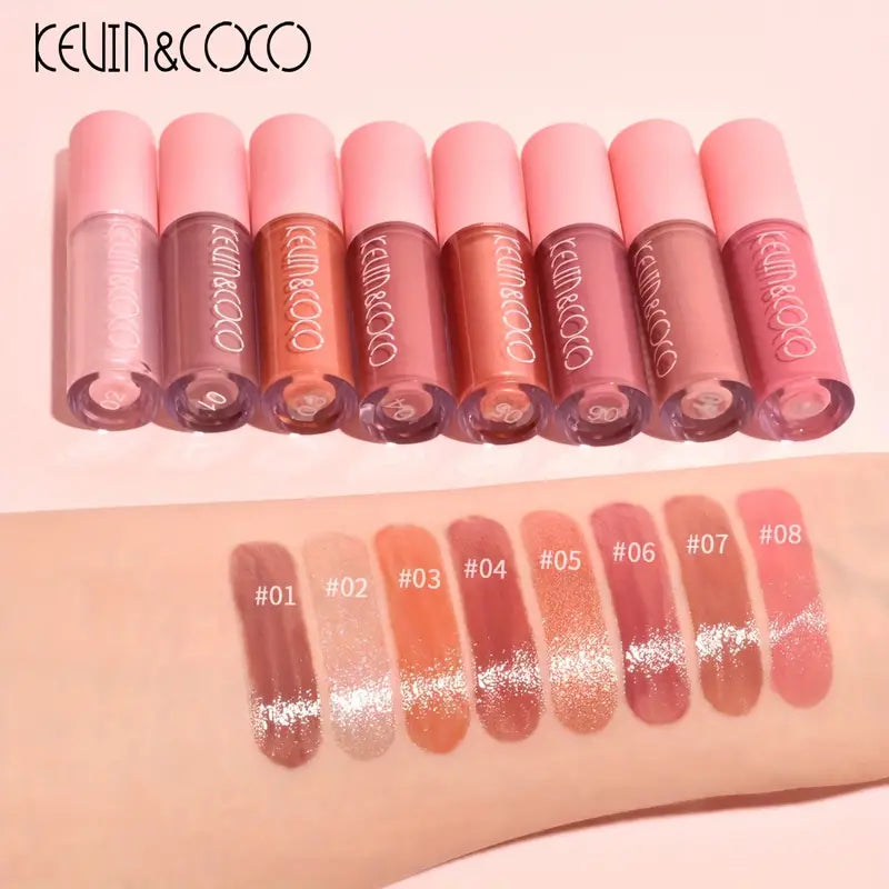 8 Color PVC Lip Gloss Set Box , Soft Velvet Matte Lip Glaze , Smudge Proof Long Lasting Cosmetics For Girls And Women