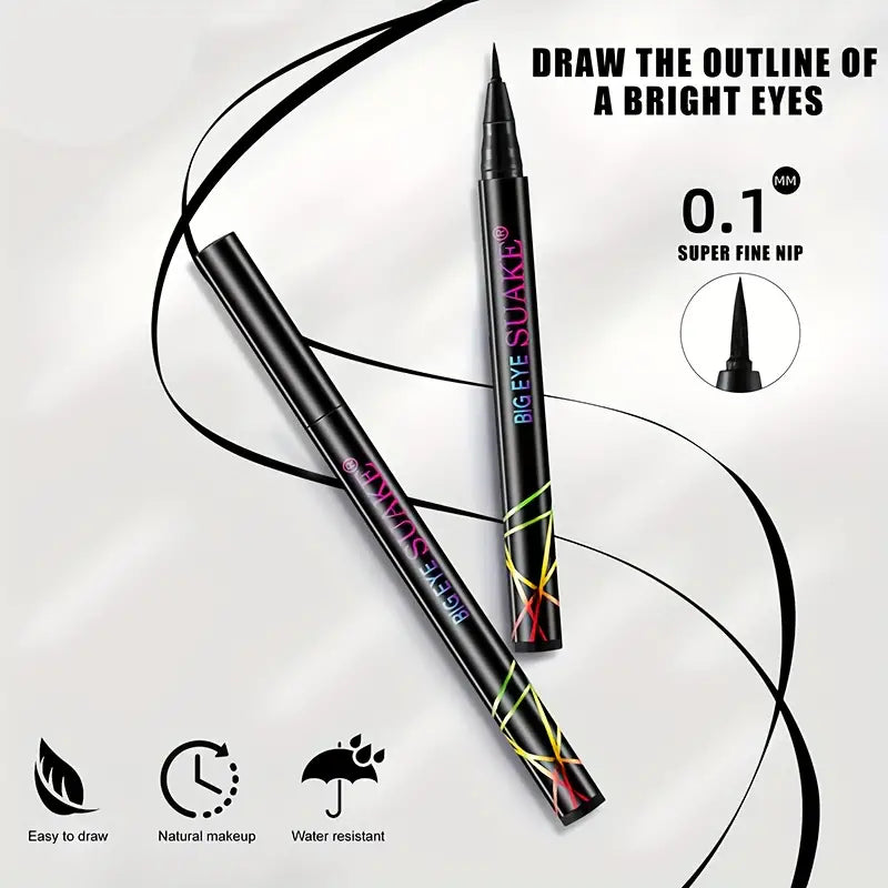 Waterproof & Vegan Black Liquid Eyeliner Pen - Smudge-Proof, Sweatproof, Long-Lasting, Fast-Drying & Formaldehyde-Free