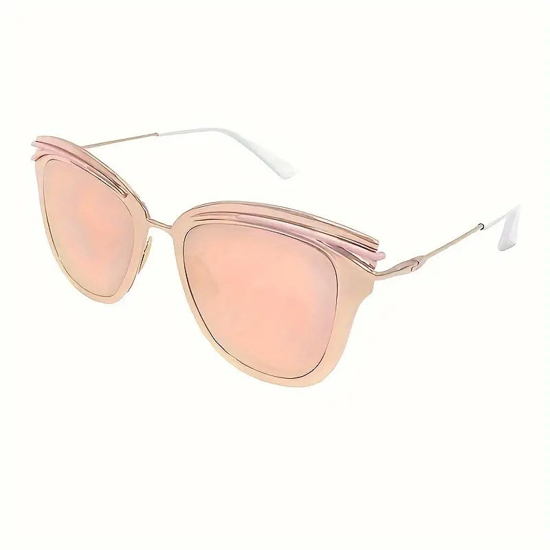 Vintage Cat Eye Metal Frame Sunglasses Polarized Mirrored Sun Glasses Rose Gold Eyewear For Women Trendy Shades