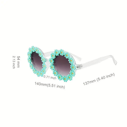 Daisy Decor Round Frame Sunglasses For Women Men Gradient Lens Clear Frame Glasses Photo Prop Eyewear