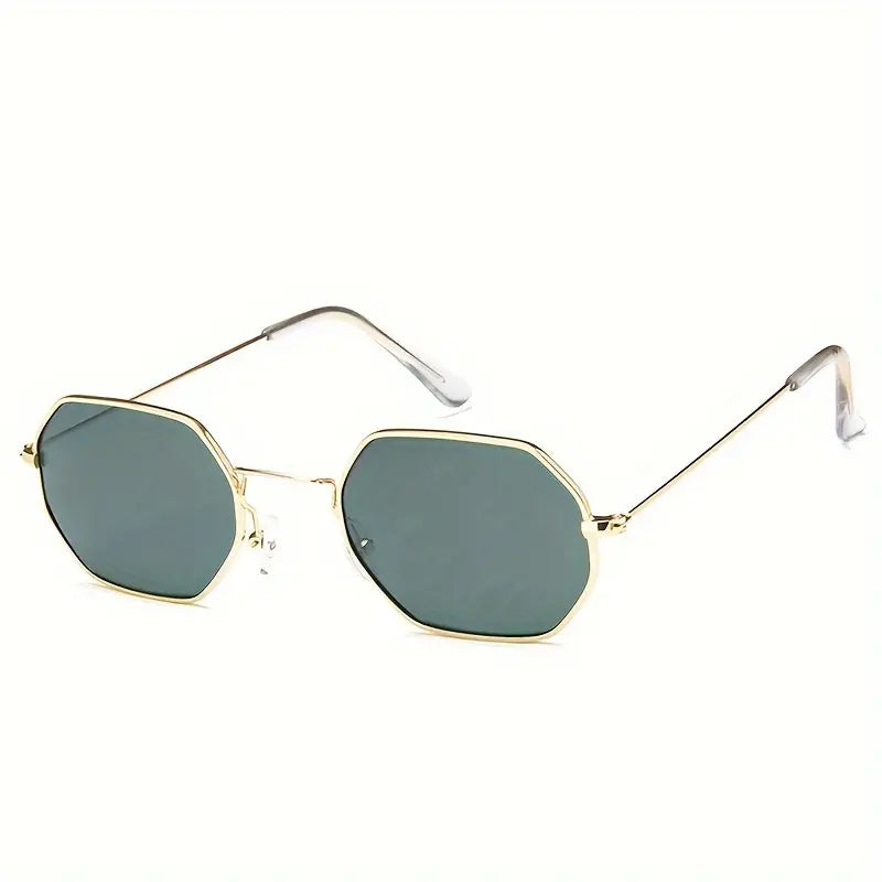 Polygon Metal Frame Sunglasses For Women Retro Tinted Fashion Anti Glare Sun Shades For Vacation Beach Party