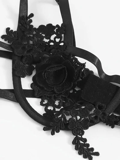 Appliques Hollow Out Sexy Lingerie Set for Valentine's Day, Women's Sexy Lingerie & Underwear