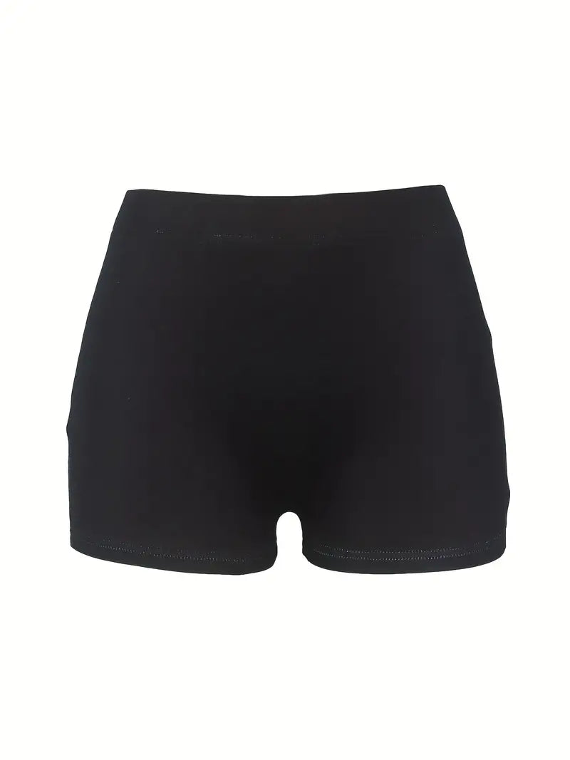 Letter Print Skinny Shorts, Sexy Shorts For Spring & Summer, Women's Clothing