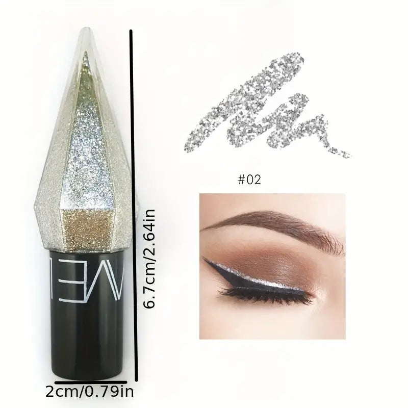 Shiny Eyeliner Eyeshadow Stick, Waterproof Silvery Rose Golden Color Glitter Sequins Eyeliner Pen Eye Makeup Cosmetics