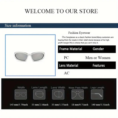 Y2K Mirror Lens Fashion Sunglasses For Women Men Cyberpunk Wrap Around Outdoor Glasses For Cycling Fishing