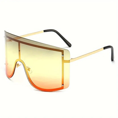 Oversized Rimless Sunglasses For Women Men Ombre Y2K Fashion One-piece Shield Sun Shades For Cycling Beach Party