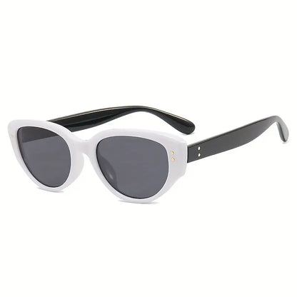 Oversized Rivet Detail Cat Eye Sunglasses, Fashion UV Protection Traveling Outdoor Sun Glasses