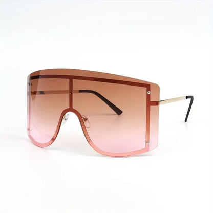 Oversized Rimless Sunglasses For Women Men Ombre Y2K Fashion One-piece Shield Sun Shades For Cycling Beach Party