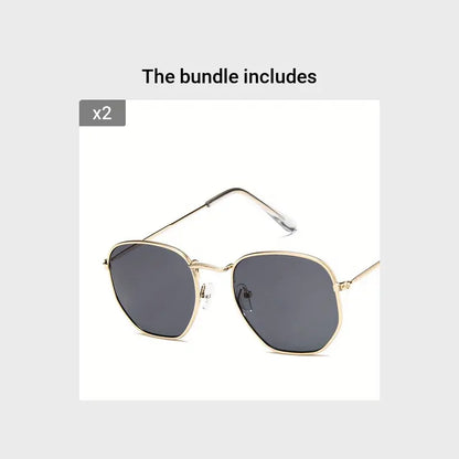 Geometric Frame Fashion Sunglasses For Women Men Vintage Thine Metal Temple Glasses Casual Style Photo Prop Eyewear