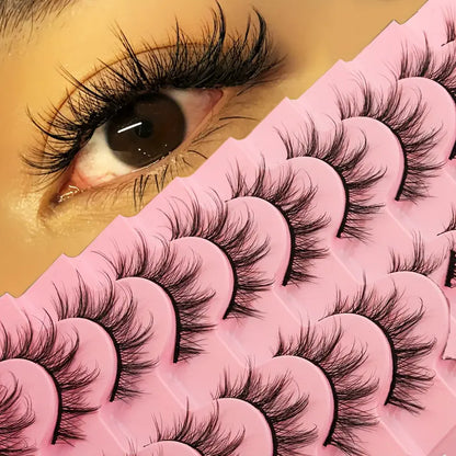 7/10 Pairs False Eyelashes Cat Eyes Super Fluffy Faux Mink Eyelashes Dramatic Long Thick Eyelashes Makeup Tools Eyelashes Extension For Daily Party Wear