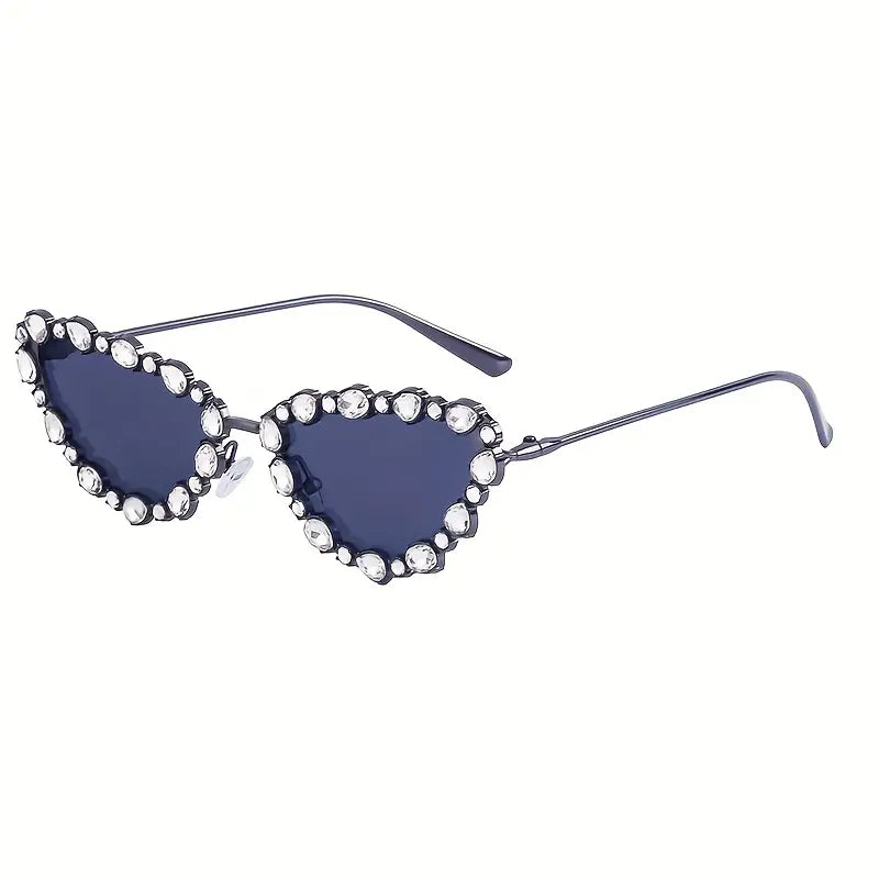 Bling Rhinestone Cat Eye Sunglasses For Women Men Y2K Decorative Mirrored Glasses For Costume Party Prom