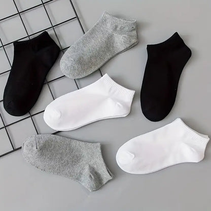 6 Pairs Classic Solid Ankle Socks, Comfy & Breathable All-match Socks, Women's Stockings & Hosiery