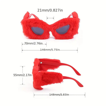 Large Cat Eye Sunglasses For Women Soft Plush Trendy Decorative Shades Props For Costume Party Club