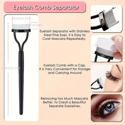 6 In 1 Lash Curler Set Eyelash Curler Eyebrow Brush Kit For Women With Lash Curler, Eyelash Comb Seperator, Mascara Brushes, Angled Eyebrow Brush And Comb, 10 Silicone Refills Pads For Lash & Brow