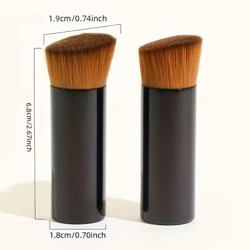 1pc Liquid Foundation Brush Aluminum Tube Flat Top Slant Head Loose Powder Foundation Makeup Brush With Short Handle