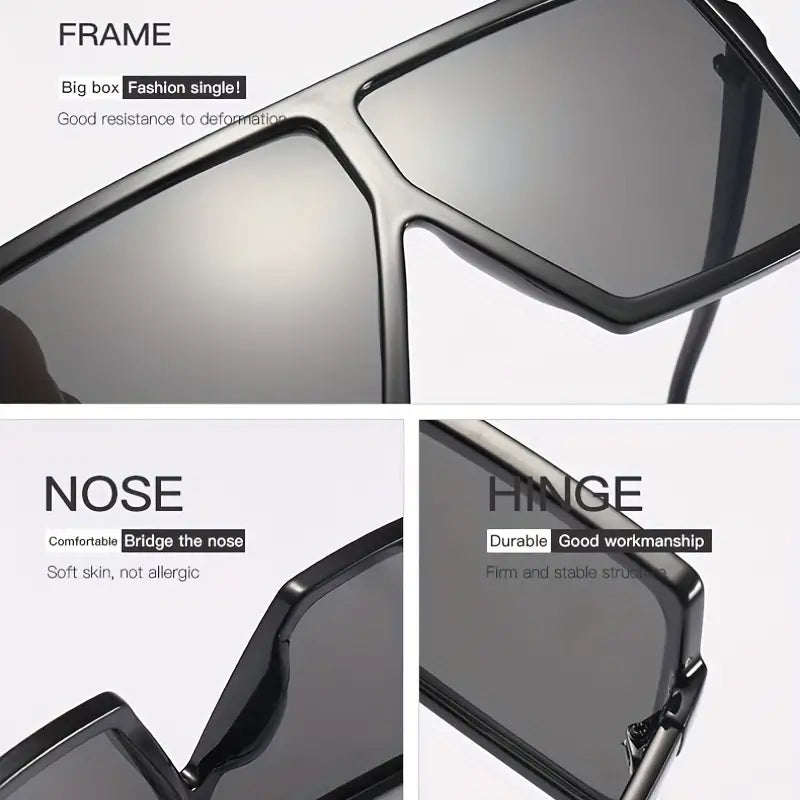 Oversized Square Frame Fashion Sunglasses For Women Men Y2K Solid Glasses Casual Photo Prop For Party Beach