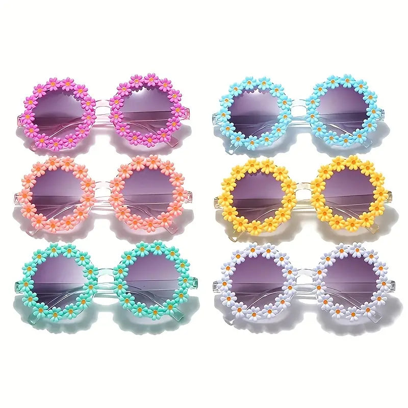 Daisy Decor Round Frame Sunglasses For Women Men Gradient Lens Clear Frame Glasses Photo Prop Eyewear