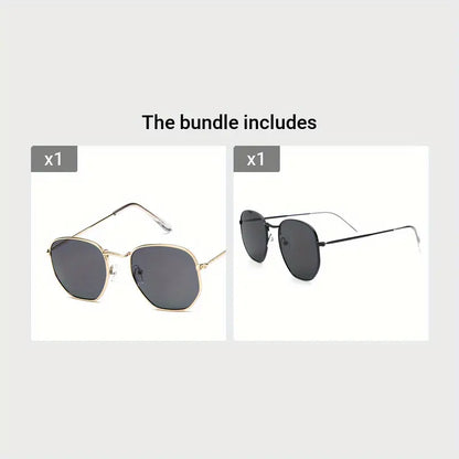 Geometric Frame Fashion Sunglasses For Women Men Vintage Thine Metal Temple Glasses Casual Style Photo Prop Eyewear