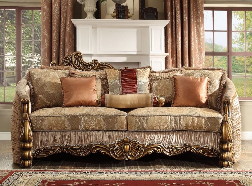 3pc Sofa Set Living Room Set in Antique Gold