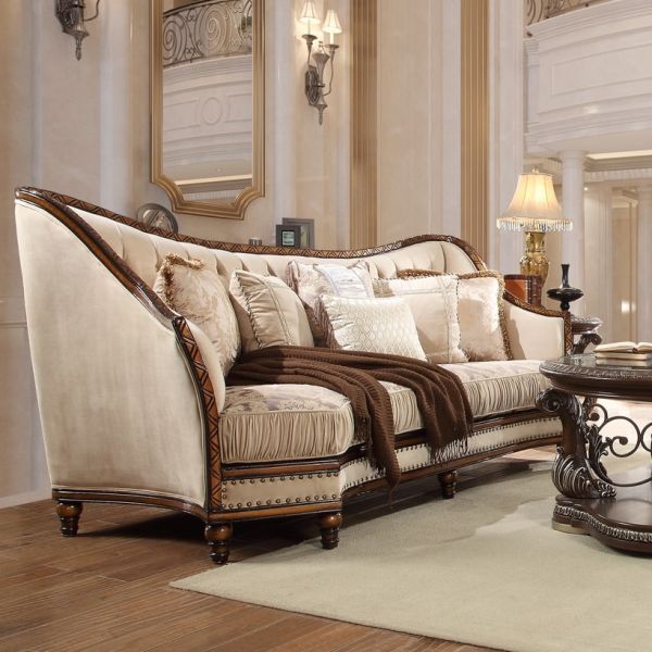 3pc Sofa Set Living Room Set in Ivory Bonded Chenille