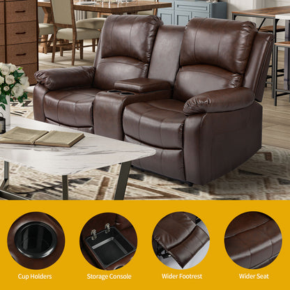 Loveseat Recliner Manual Double Leather Sofa