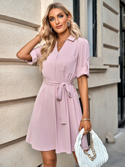 Johnny Collar Tie Belt Dress