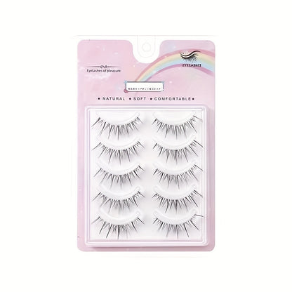 5 Pairs of Wavy False Eyelashes - Perfect for Manga & Anime Makeup & Beauty!