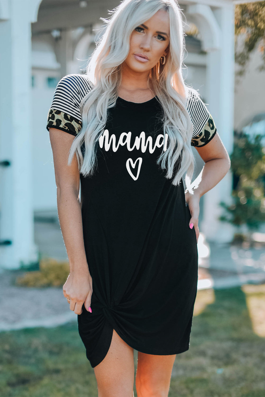 MAMA Heart Graphic Twisted Dress