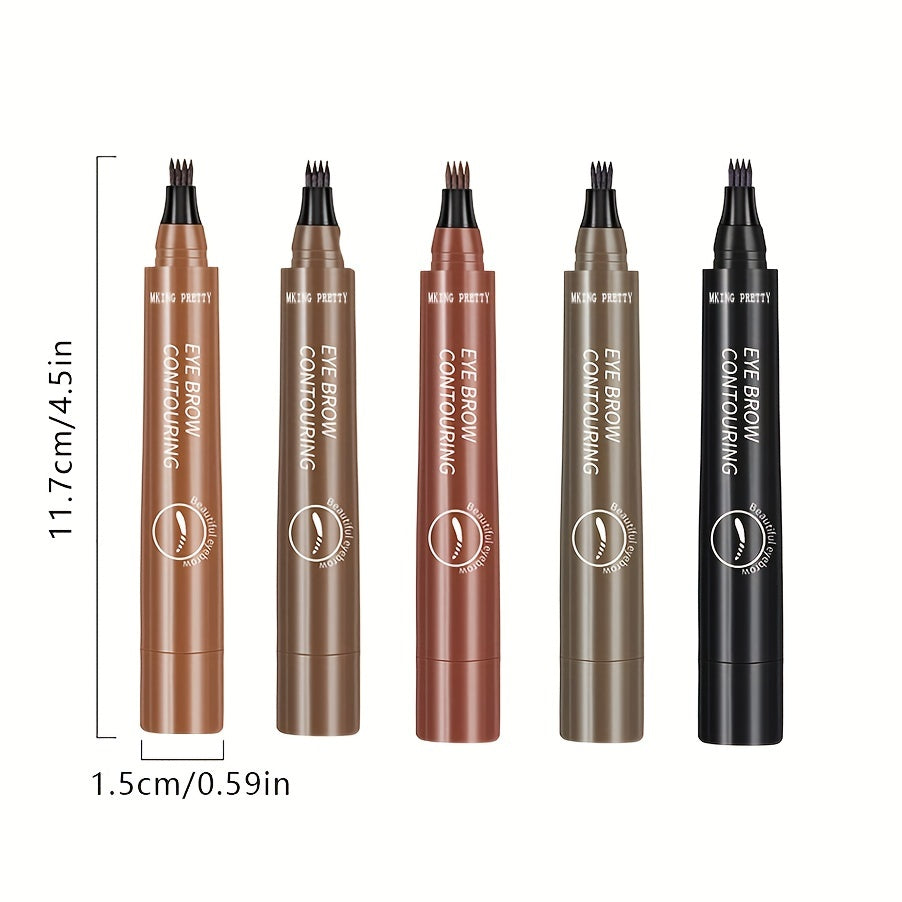 5-Color 4 Split Tips Eyebrow Pen: Long Lasting, Waterproof & Smudge Proof Eyebrow Tint - Easy Apply Color Rendering Pen