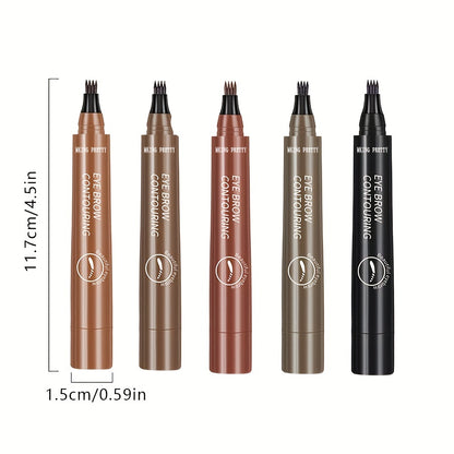 5-Color 4 Split Tips Eyebrow Pen: Long Lasting, Waterproof & Smudge Proof Eyebrow Tint - Easy Apply Color Rendering Pen