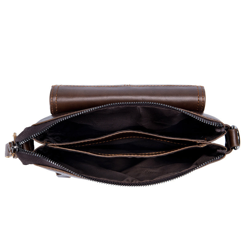 Upgrade Your Style with this Stylish Men's Leather Messenger Bag - Cow Leather Shoulder Bag!