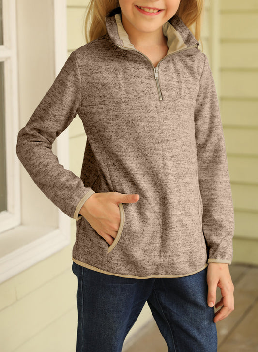 Sweat-shirt à col zippé pour enfants avec poche kangourou