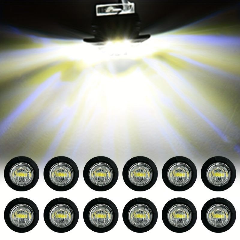 12PCS 12V Round 3/4 Inch Waterproof LED Gap Light, Van/ Truck/ Sidelight/ Indicator, Side Light