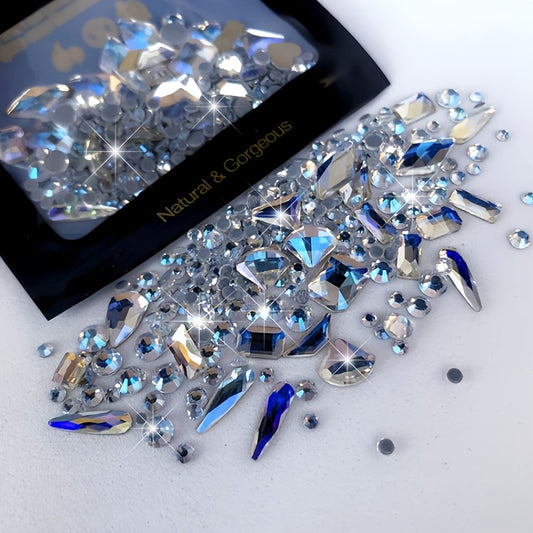 150pcs Flatback Round Rhinestone Plus 20pcs Flatback Odd Shaped Large Zircon Nail Rhinestones, For Nail Art DIY