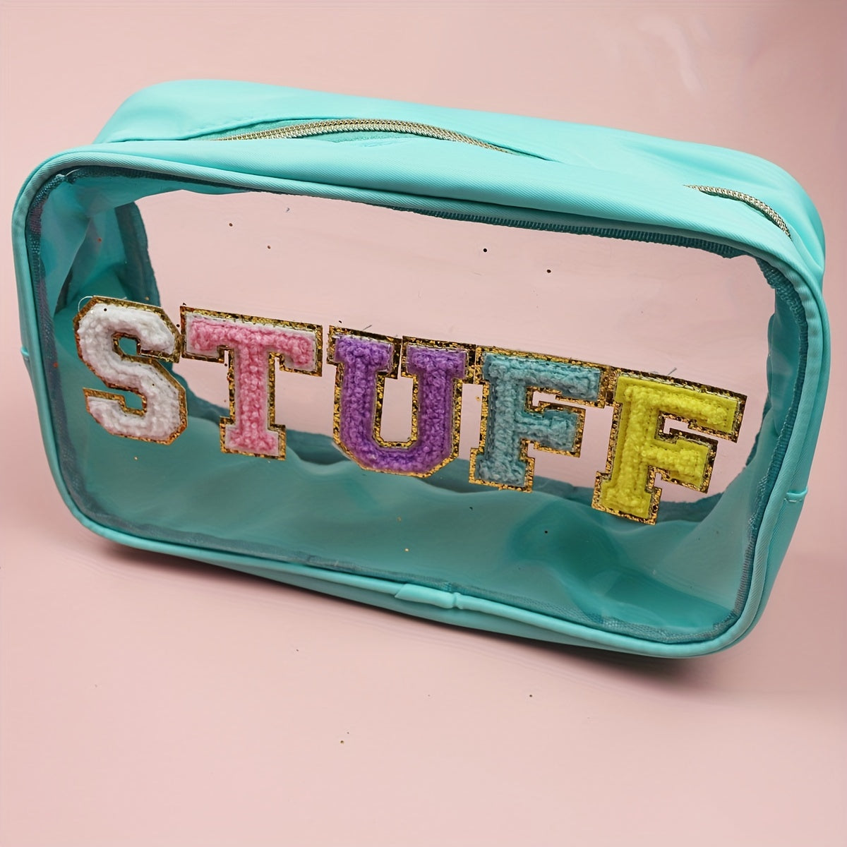 Waterproof Transparent PVC Toiletry Bag Large Capacity Zipper Makeup Bag Embroidery Letter Travel Stuff Cosmetic Bag Pouch For Lady