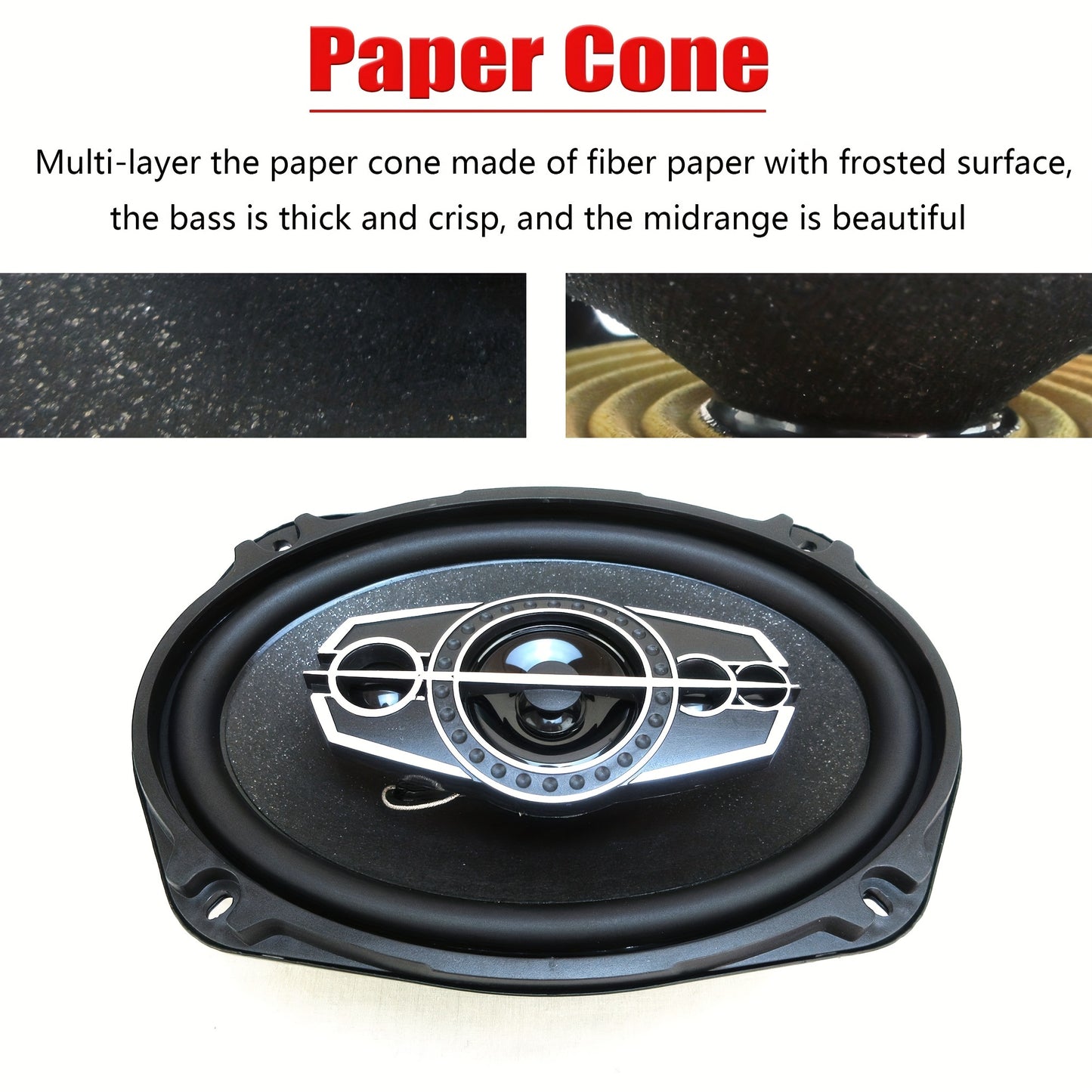 1-Pair 6X9 Inch 1000W 5-Way Car HiFi Coaxial Speaker With Dust Cover And Audio Cable, Car Door Auto Audio Music Stereo Full Range Frequency Speakers