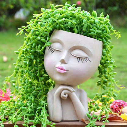 1pc Resin Creative Facial Vase: Perfect for Home, Office, and Garden Decorations!