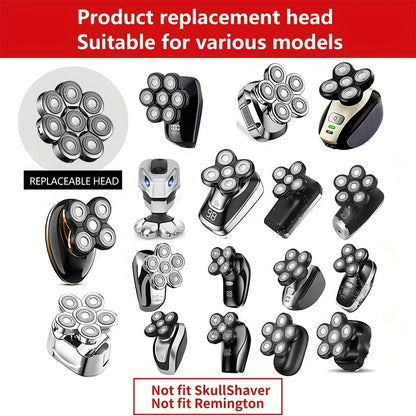 8 High-Performance Replacement Heads for Electric Shaver - Smooth and Comfortable Shaving Experience for Head and Face - Compatible with Most Brands Except Remington and SkullShaver