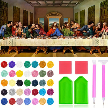 5D DIY Diamond Painting Kits For Adults, Large Size Full Gem Embroidery Paintings Rhinestone Pasted DIY Painting Cross Stitch Arts Crafts For Wall Decor Gift, 15.7"x33.4" (The Last Supper)