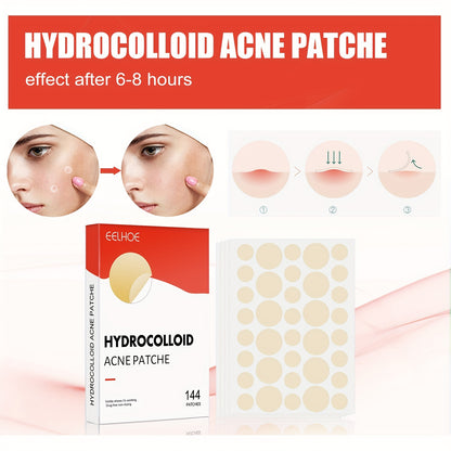 144 pièces autocollant couvrant l'acné maquillage invisible patch d'acné hydrocolloïde soins de la peau patchs de boutons d'acné pour les soins de la peau quotidiens et nocturnes, autocollants/patchs de nettoyage en profondeur des pores 