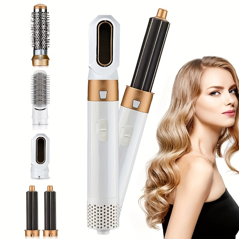 5-in-1 Hot Air Comb for Effortless Curling and Straightening with Dual Use and Suction Technology - Large Curl Hairdressing Set for Professional Styling and Fast Drying