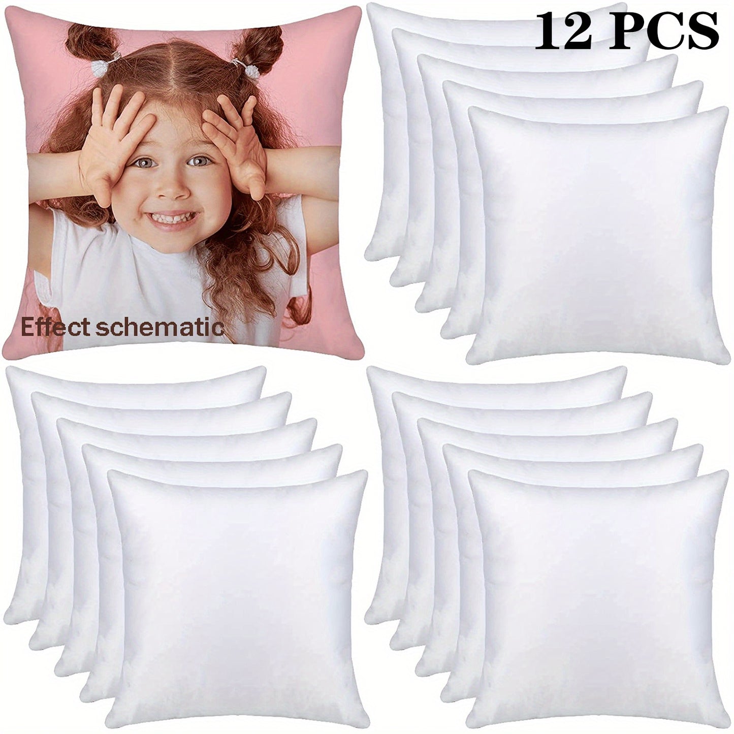 6/12/20pcs Sublimation Pillow Covers - White Cushion Covers for Heat Transfer Pillow Covers - Peach Skin Throw Pillow Covers Polyester Blanks