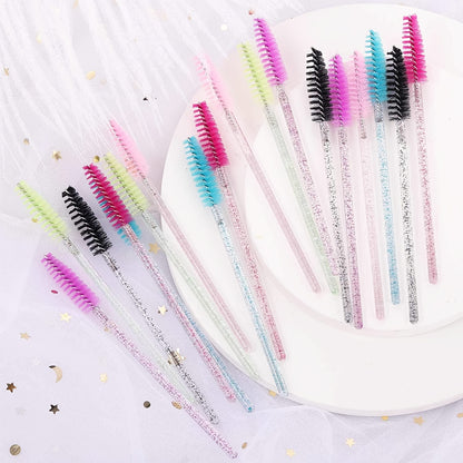 40 Pcs Colorful Crystal Mascara Wands - Perfect for Eyelash Extensions, Eyebrow & Makeup Tools!