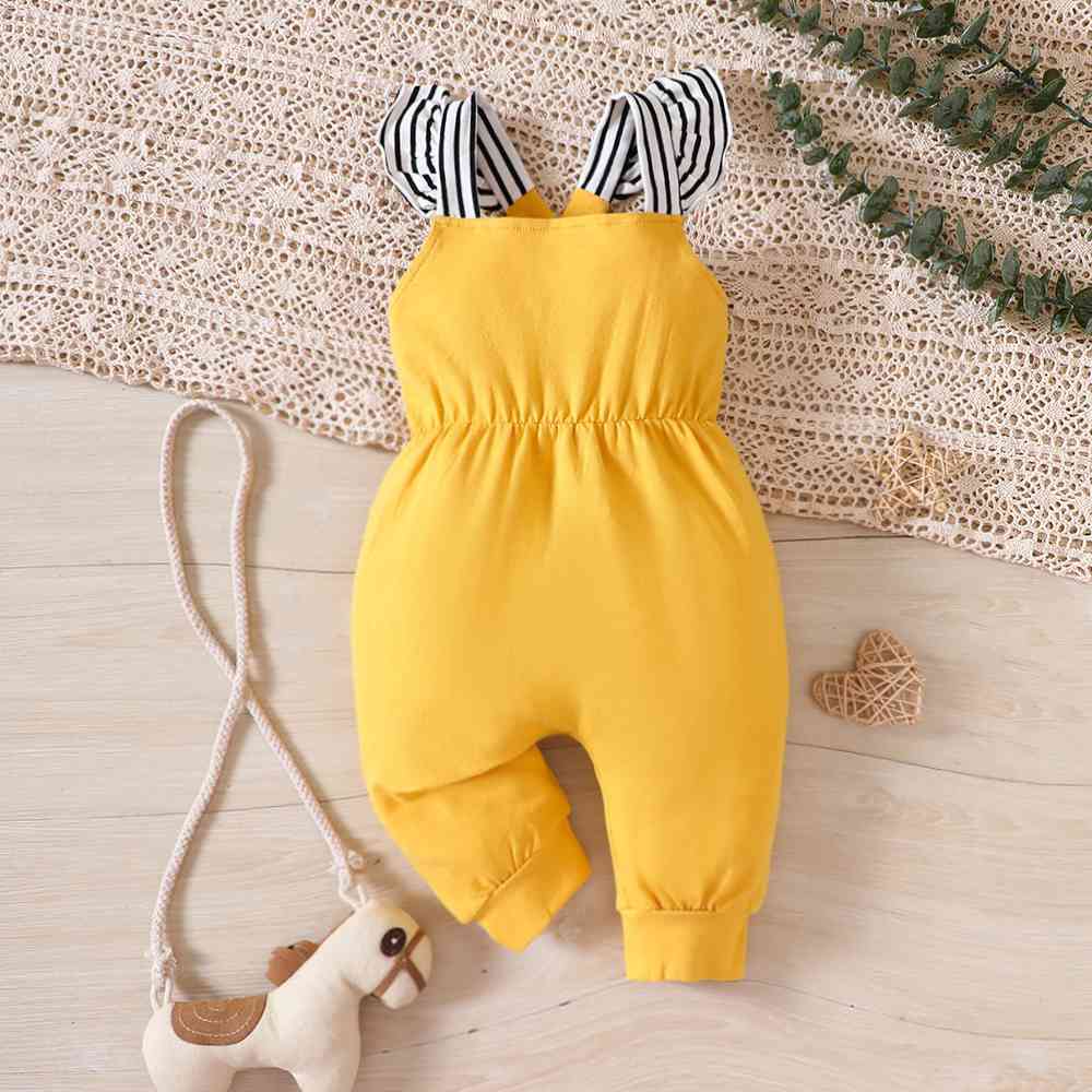 Striped Crisscross Square Neck Jumpsuit